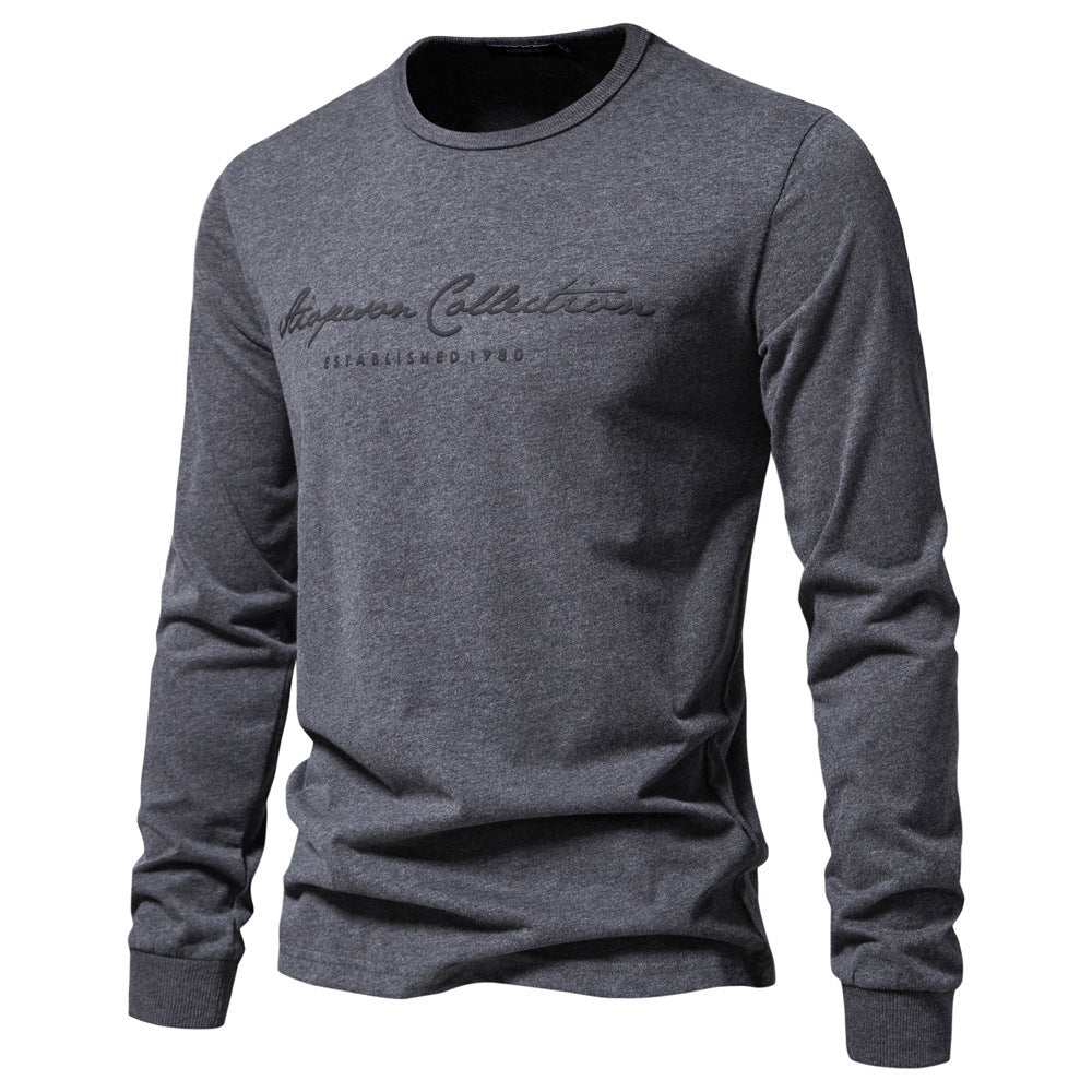 Herren nan minimalistisches Rundhals-Sweatshirt aus Baumwollmischung mit gerippten Bündchen Drune