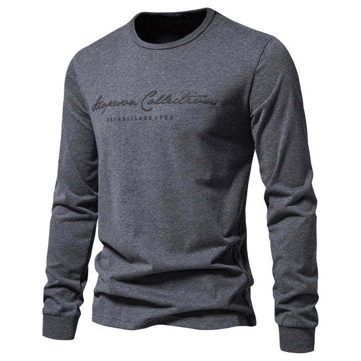 Herren nan minimalistisches Rundhals-Sweatshirt aus Baumwollmischung mit gerippten Bündchen Drune
