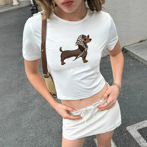 Damen T-Shirt mit originellem Tiermotiv und figurbetontem Schnitt Drune