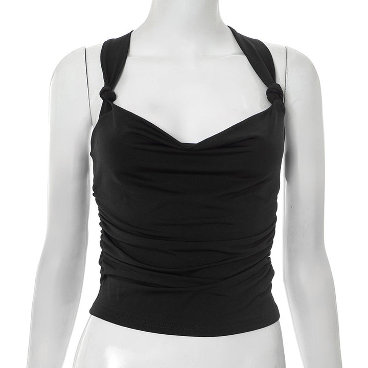 Damen modisches Top mit Knoten-Detail und Raffungen Drune
