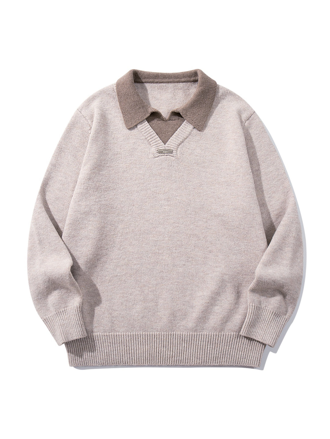 Herren Boxy-Strickpullover mit Polokragen und V‑Einsatz Drune