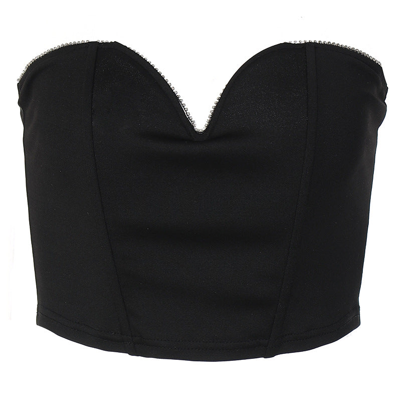 Damen Bustier-Oberteil mit herzförmigem Ausschnitt und elegantem Glamour Drune