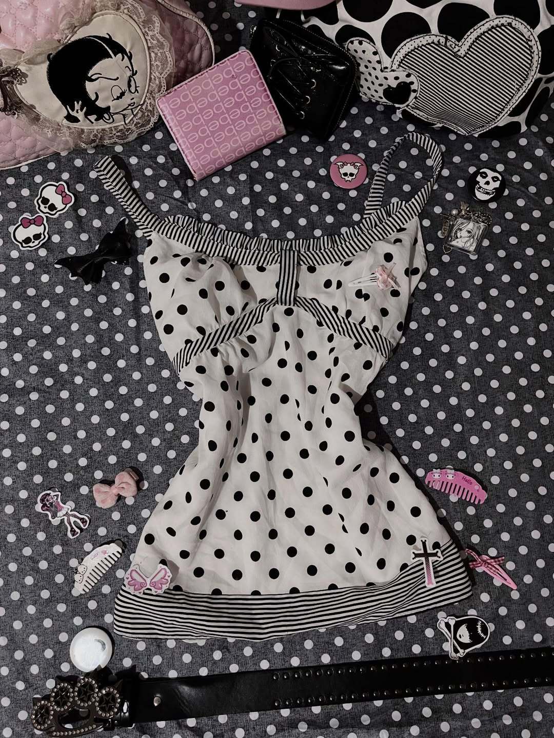 Damen Charmantes Polka-Dots Top Drune