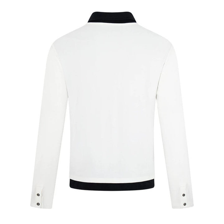 Herren Langarm-Poloshirt mit asymmetrischer Knopfleiste und kontrastierendem Kragen Drune