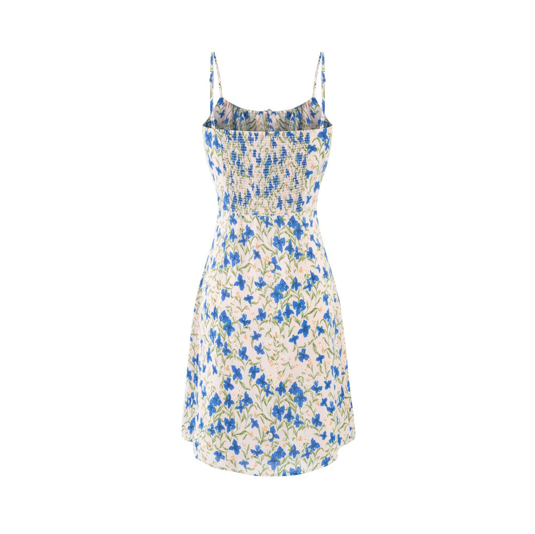 Damen Sommerliches Kleid mit verstellbaren Spaghettiträgern und floralem Design Drune