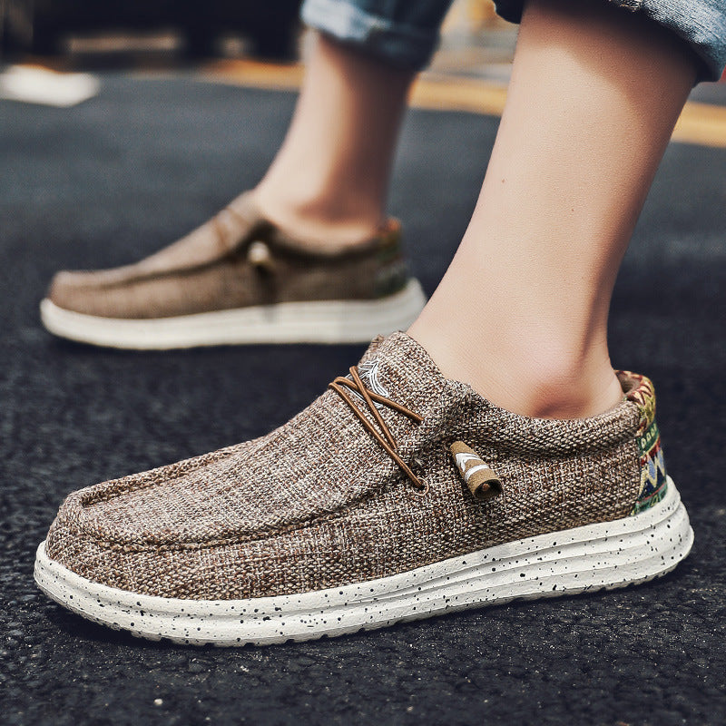 Herren Legerer Canvas-Mokassin-Slipper mit geflochtener Schnürung und gefleckter EVA-Sohle Drune