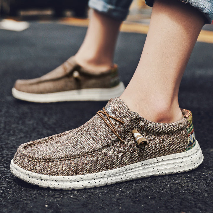 Herren Legerer Canvas-Mokassin-Slipper mit geflochtener Schnürung und gefleckter EVA-Sohle Drune