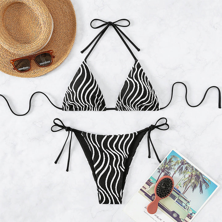 Damen Dreieck-Bikini mit asymmetrischem Muster Drune