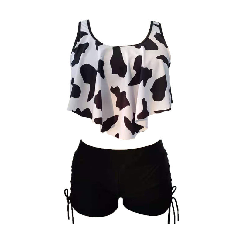 Damen Tankini-Set mit schwingendem Oberteil und schnüren an den Seiten Drune