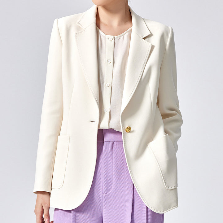 Damen Taillierter Longline-Blazer mit aufgesetzten Taschen, Ein-Knopf-Verschluss und leicht gerafften Ärmeln Drune