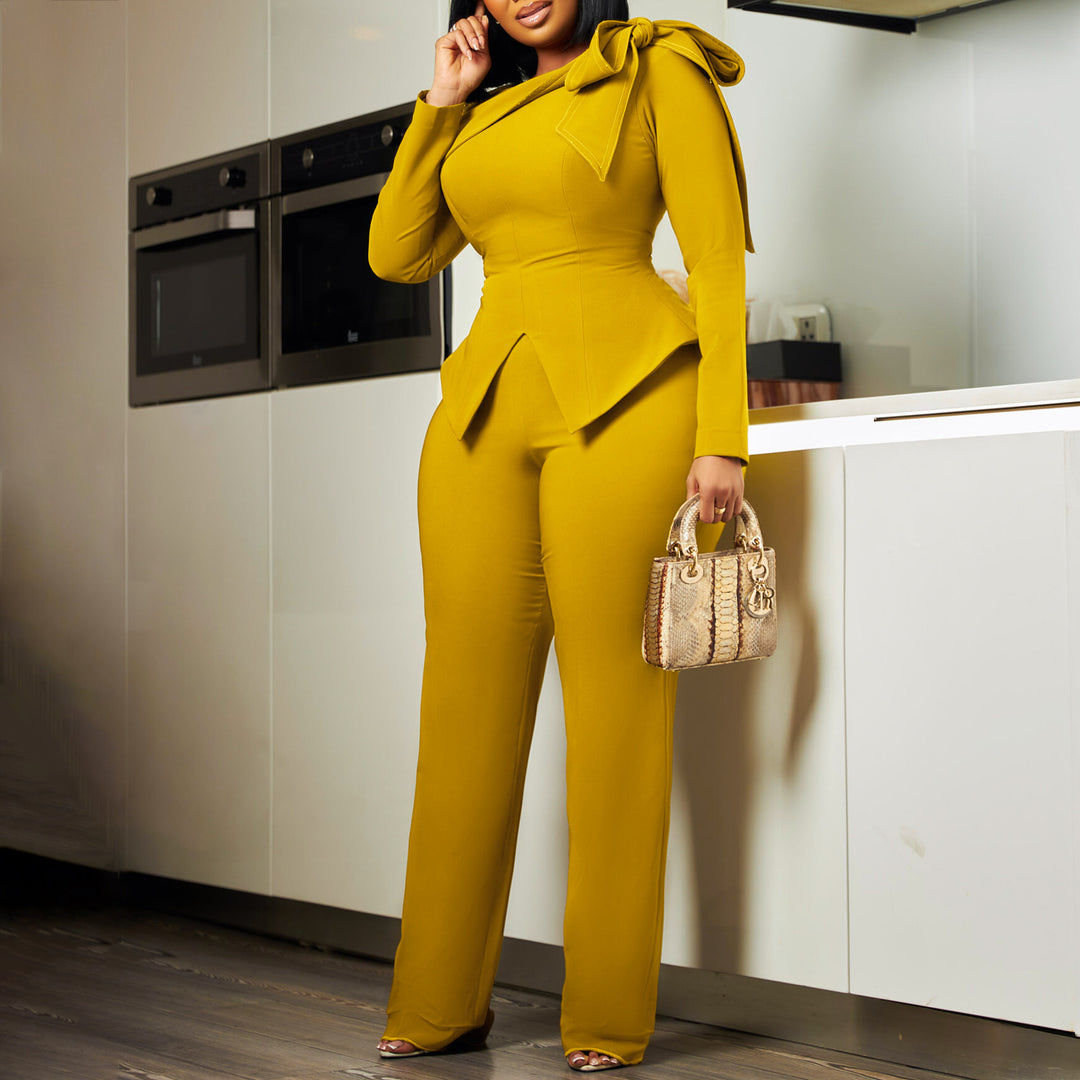 Damen eleganter Jumpsuit mit asymmetrischem Design und schickem Schlingenakzent Drune