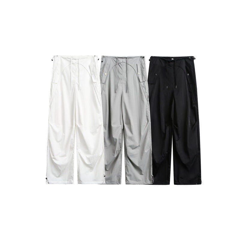 Damen weite Cargo-Hose mit Kordelzugbund und verstellbaren Saum Drune