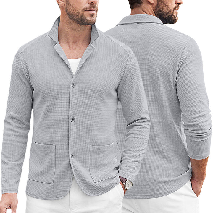 Herren Strickblazer-Cardigan mit Strukturstrick und aufgesetzten Taschen Drune