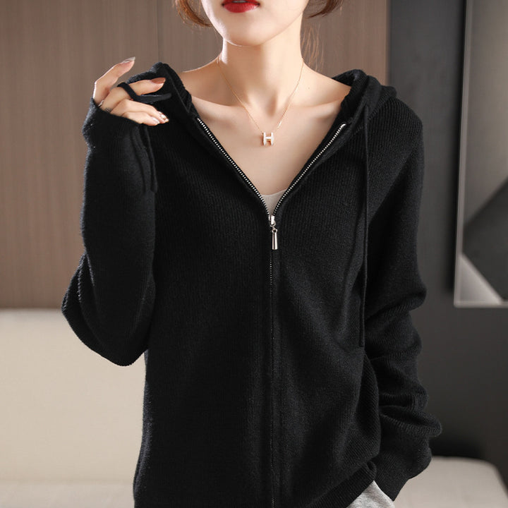 Damen Kuschelige Kapuzenjacke aus weichem Strick Drune