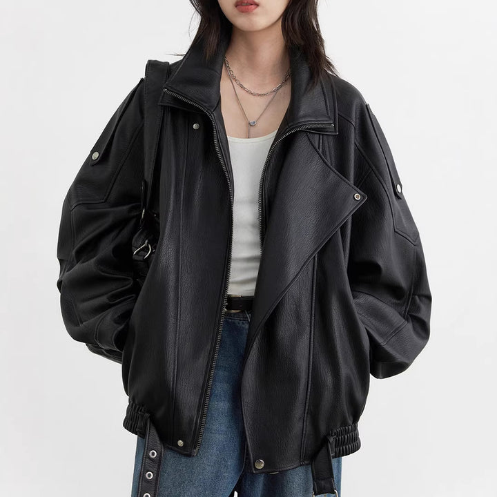 Damen Stilvolle Lederjacke Drune
