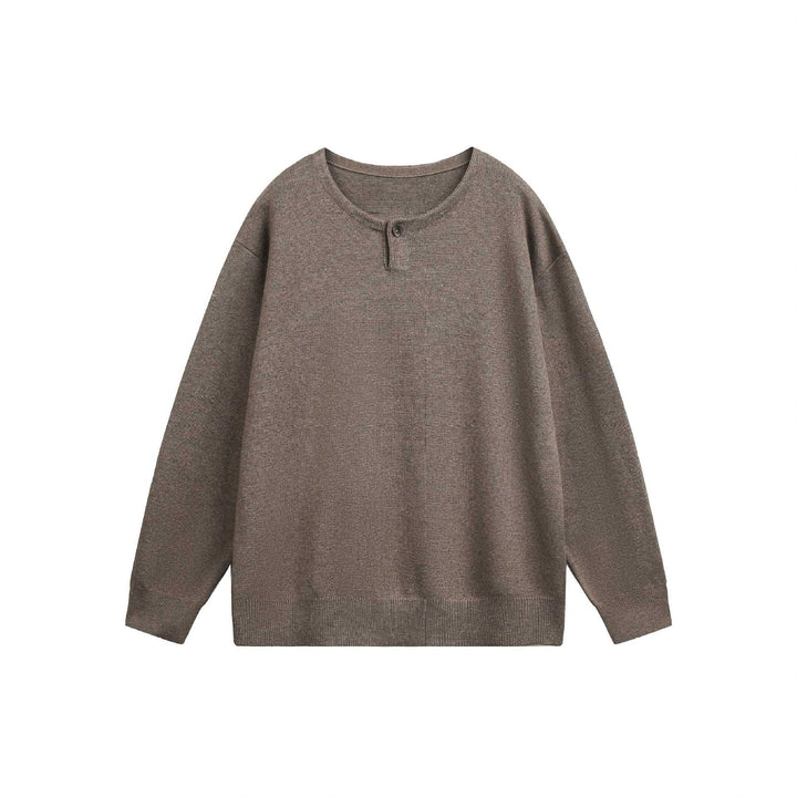 Damen Oversize-Strickpullover mit Knopfdetail am Rundhalsausschnitt Drune