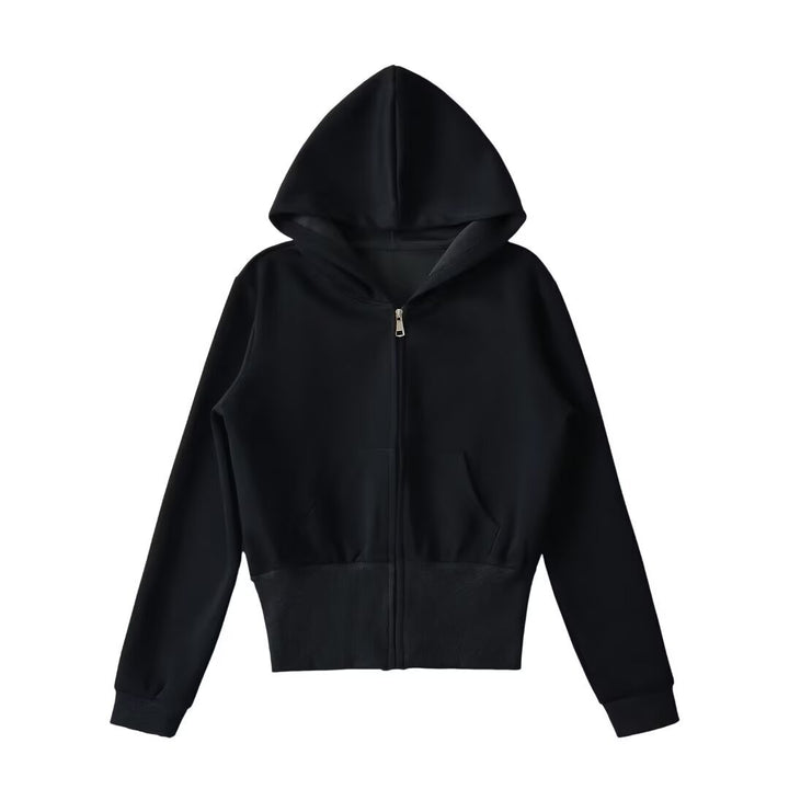 Damen lässige Kapuzenjacke mit Reißverschluss und praktischen Taschen Drune