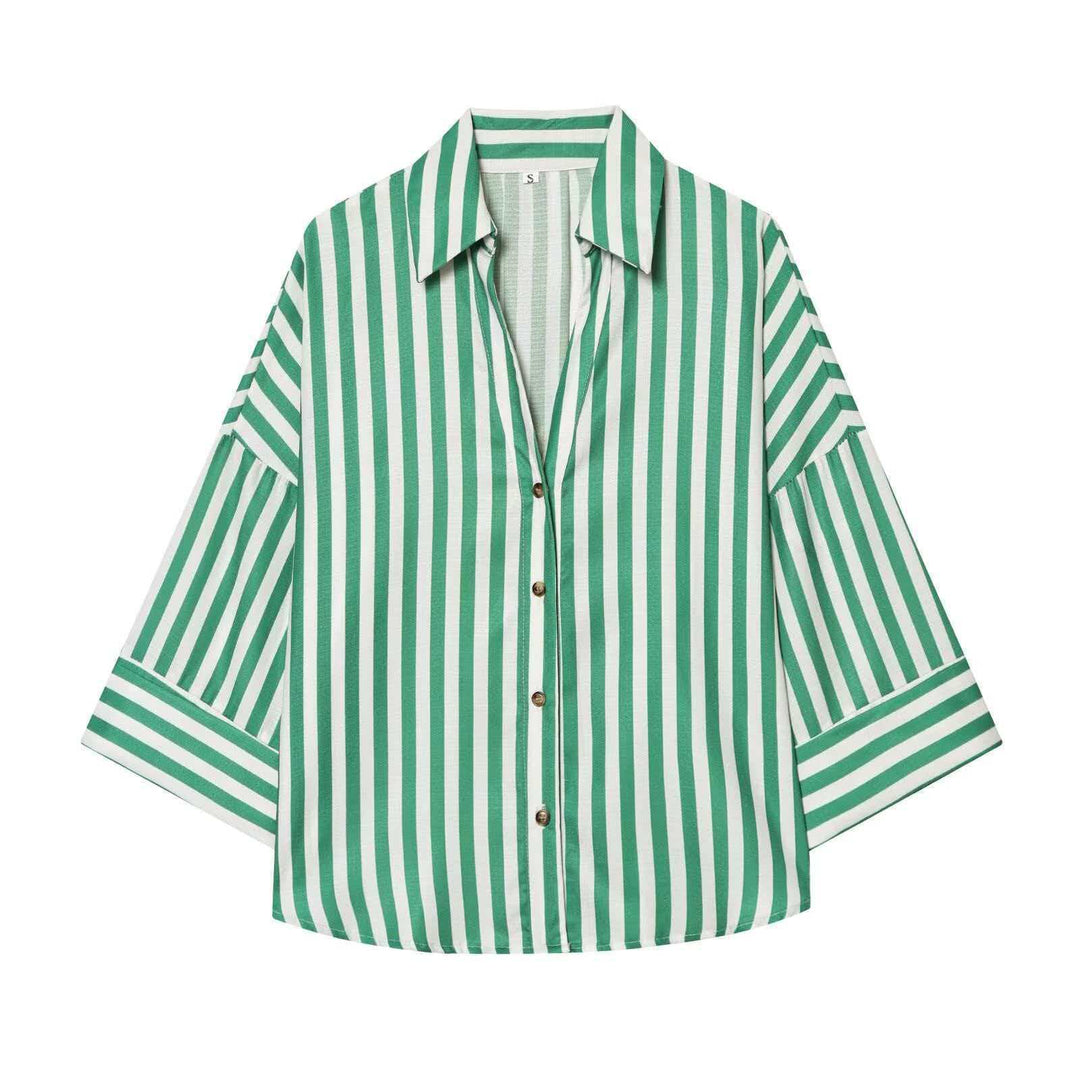 Damen Modernes gestreiftes Blusenshirt mit oversized Schnitt Drune