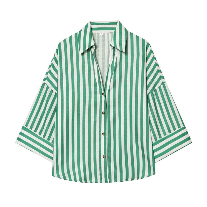 Damen Modernes gestreiftes Blusenshirt mit oversized Schnitt Drune