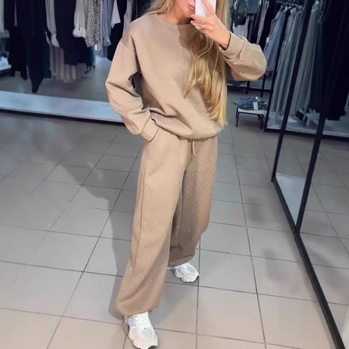 Damen Sportliches Lounge-Set mit gepunktetem Muster und elastischem Bund Drune