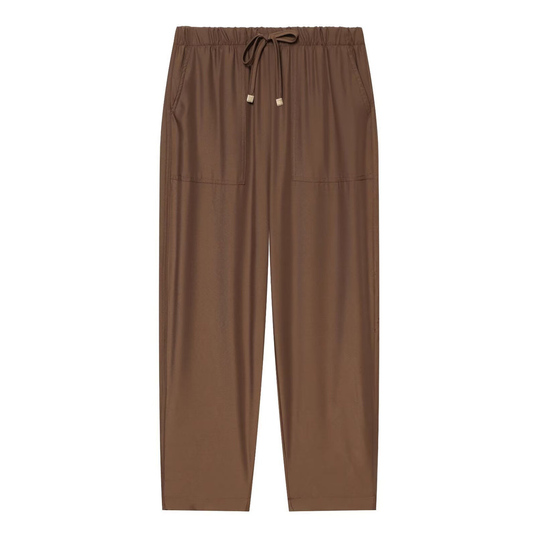 Damen Leichte Relaxed-Cropped-Loungehose mit Gummibund und Eingrifftaschen Drune