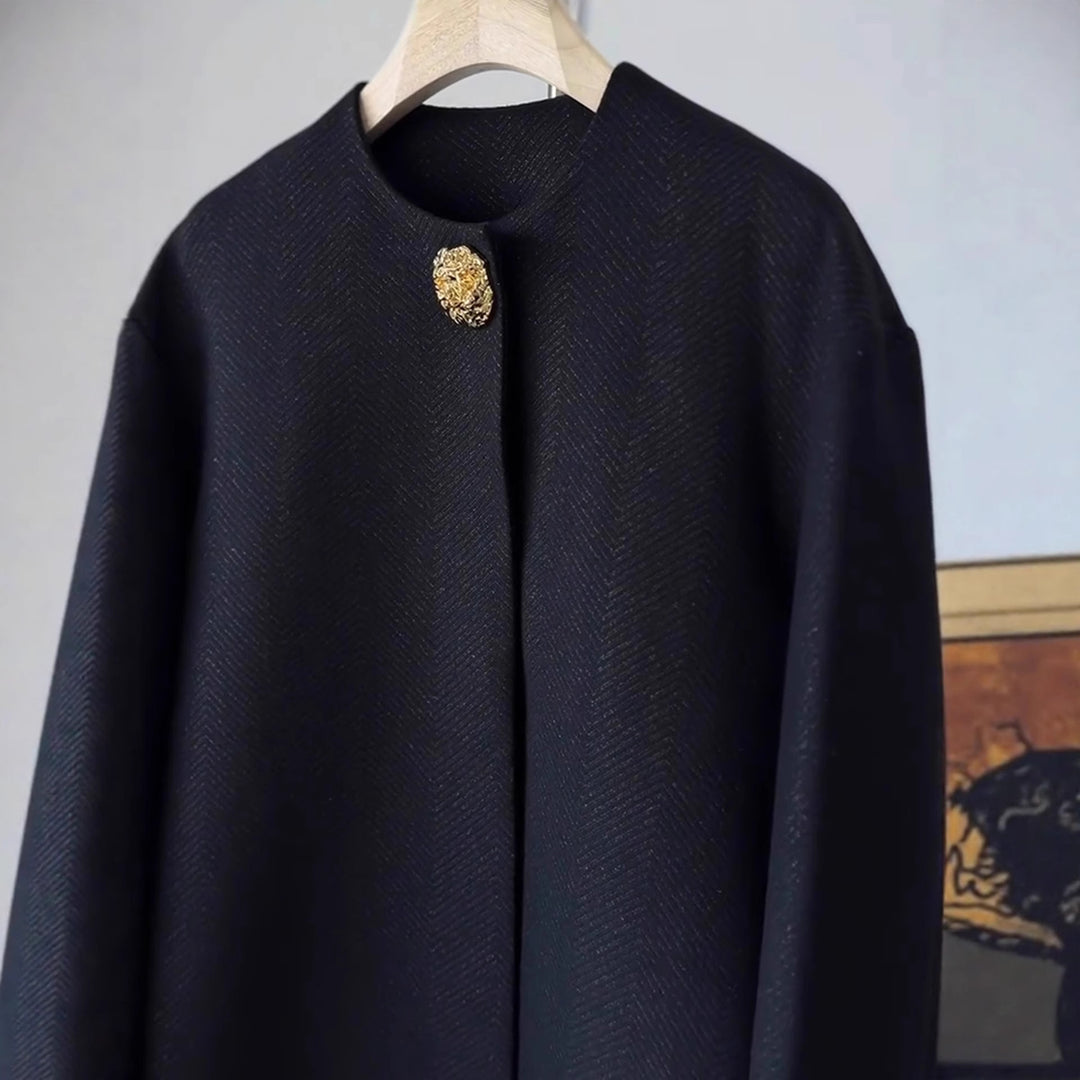 Damen Eleganter Kurzblazer mit Schmuckknopf Drune