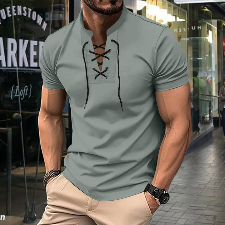 Herren lässiges Poloshirt mit Schnürung Drune
