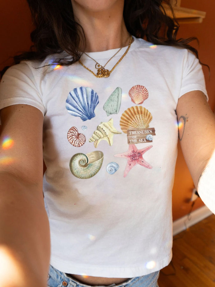 Damen Crop-T-Shirt mit auffälligem Statement-Print Drune 1777452337