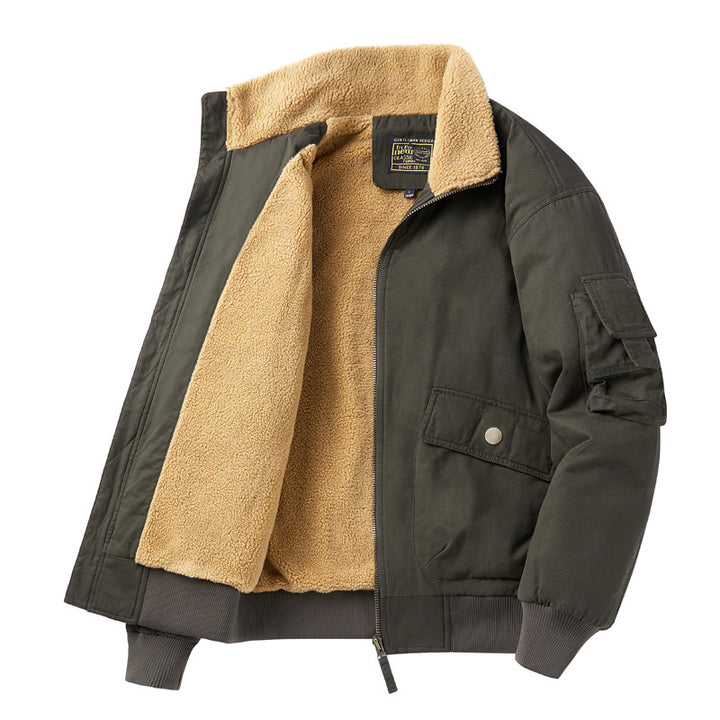 Herren  isolierte Sherpa-fütterte Zip-Front Feld Bomberjacke mit Klappentaschen Drune