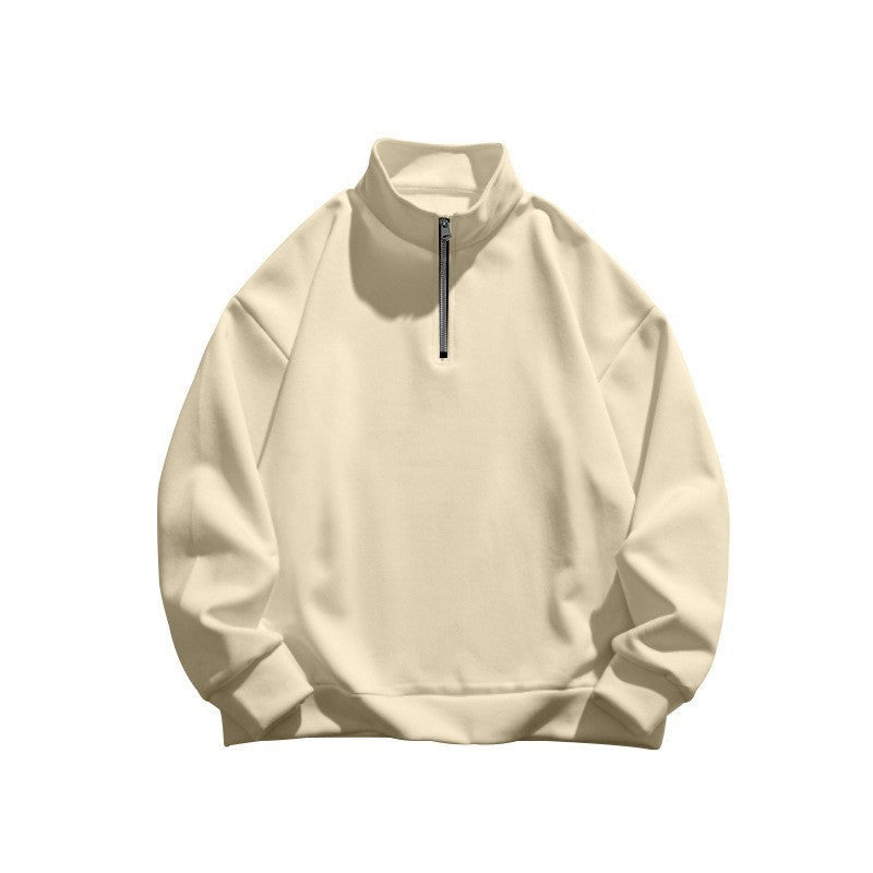 Unisex Relax-Halbzip-Sweatshirt mit hohem Stehkragen, Raglanärmeln und leicht angerauter Innenseite Drune