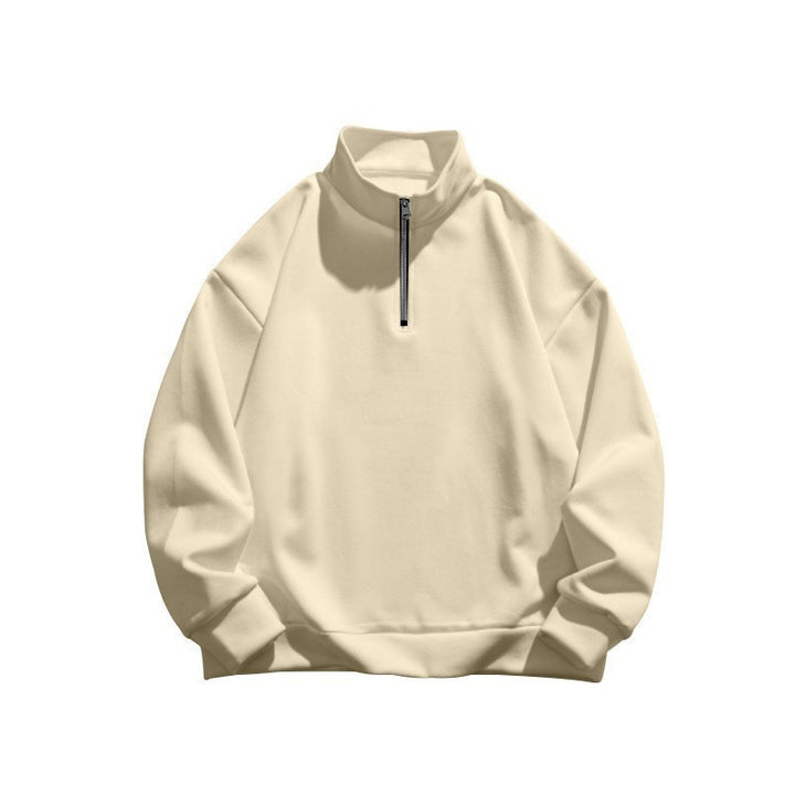 Unisex Relax-Halbzip-Sweatshirt mit hohem Stehkragen, Raglanärmeln und leicht angerauter Innenseite Drune