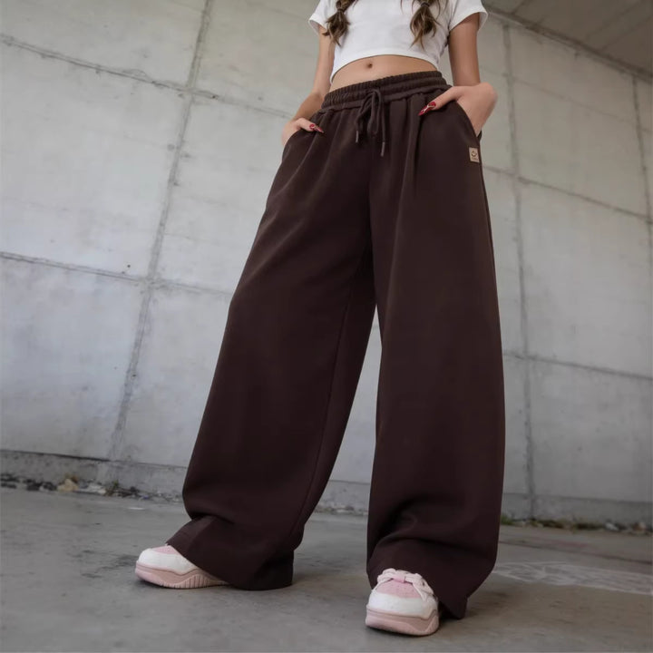 Damen lockere Sweatpants mit elastischem Bund und weitem Schnitt