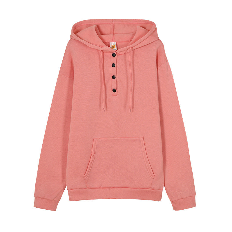 Damen Kapuzenpullover mit Knopfdetails und praktischer Kängurutasche Drune