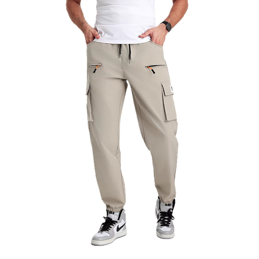 Herren Utility-Cargohose im Joggerstil mit elastischem Bund, Multifachtaschen & Reißverschlusstaschen Drune
