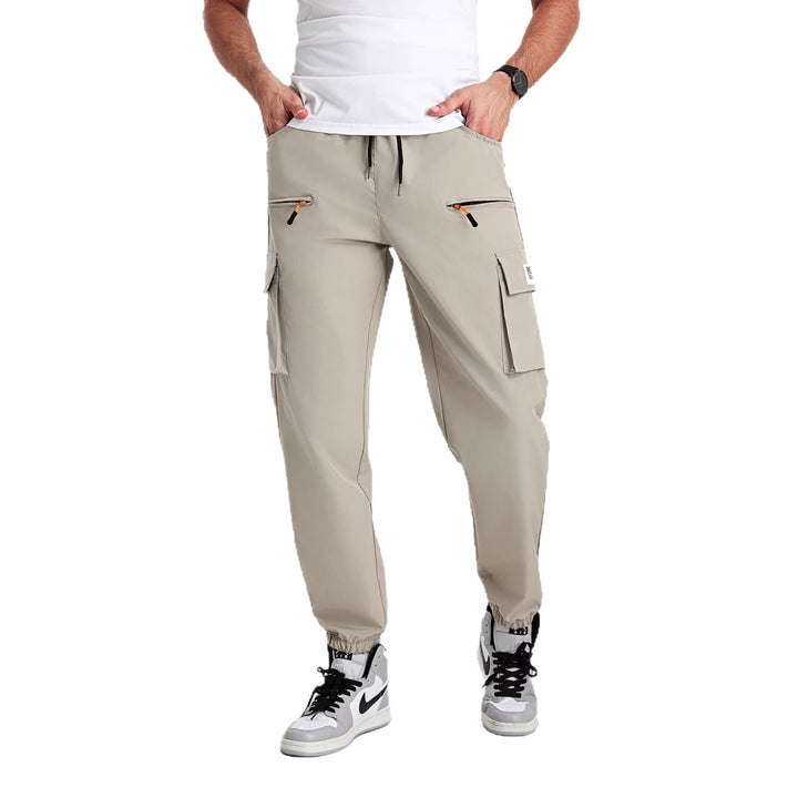 Herren Utility-Cargohose im Joggerstil mit elastischem Bund, Multifachtaschen & Reißverschlusstaschen Drune