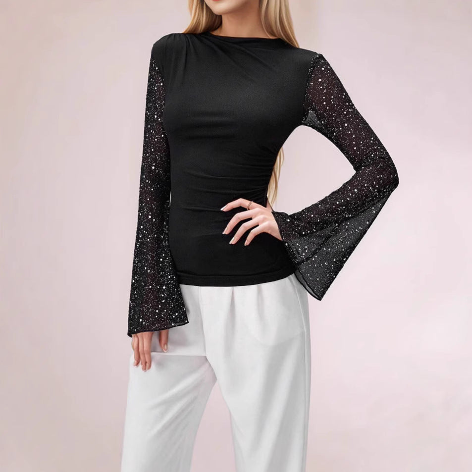 Damen Elegantes Oberteil mit Glitzer Drune