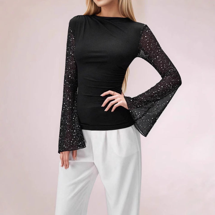 Damen Elegantes Oberteil mit Glitzer Drune