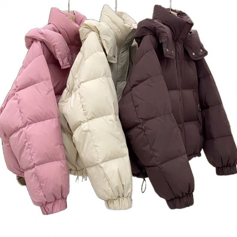 Damen Kurz geschnittene Pufferjacke mit Volumenärmeln, hohem Stehkragen und verdecktem Reißverschluss Drune