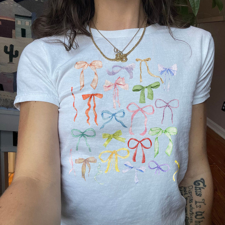 Damen T-Shirt mit flauschigem Schleifenmotiv Drune