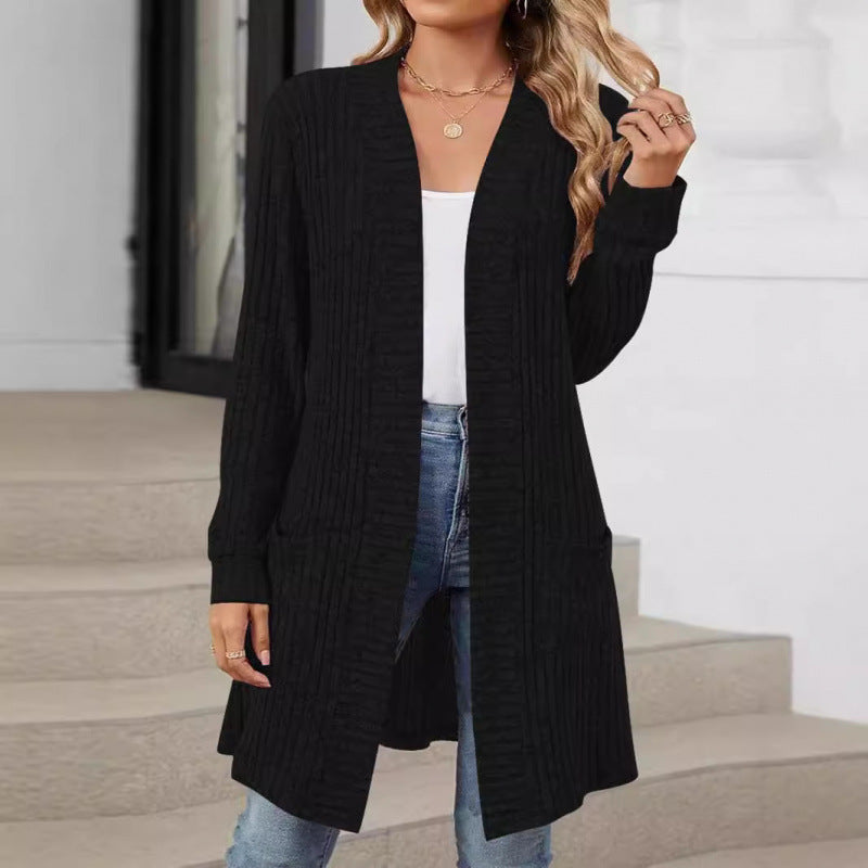 Damen Strickjacke mit offenem Design und praktischen Taschen Drune