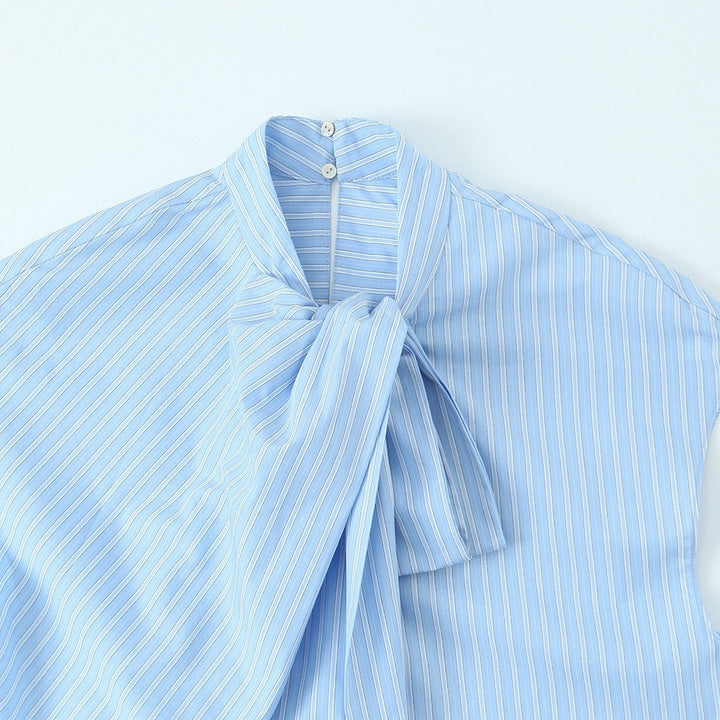 Damen Hemdblusenshirt mit dekorativer Schleife und eleganter Streifenoptik Drune