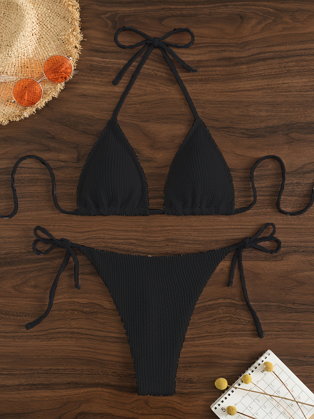 Damen Triangel-Bikini-Set mit verstellbaren Bindebändern Drune