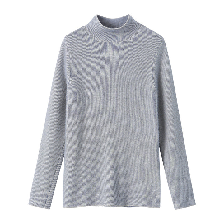 Damen eleganter Rippstrickpullover mit hohem Kragen und tailliertem Schnitt Drune