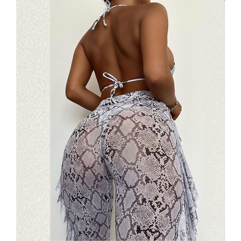 Damen Triangel-Bikini mit schicker Schlangeffekt-Wickelhose Drune