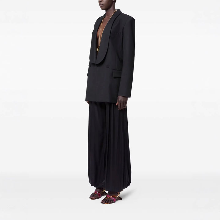 Damen Oversized Smoking-Longblazer mit tiefem Schalkragen und verlängerter Schulterlinie Drune