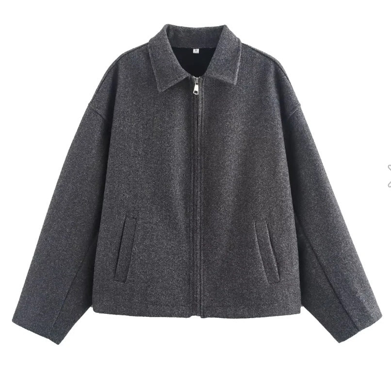 Damen 3100+ lässige kurze Fleece‑Blousonjacke im Boxy‑Cut mit Reißverschluss und Umlegekragen Drune