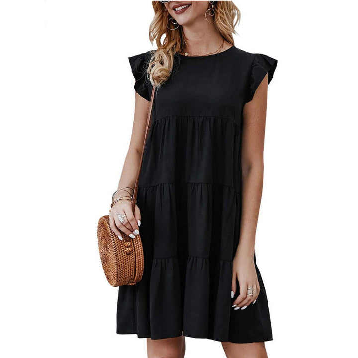Damen Baumwollkleid mit Volant-Detail und lockerem Schnitt Drune