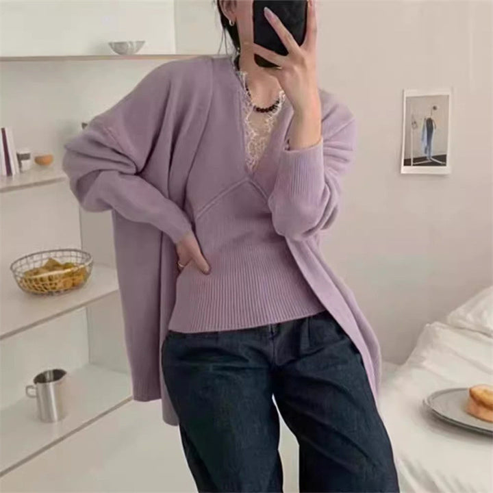 Damen lässige Strickjacke mit weitem Schnitt und komfortablem Material Drune