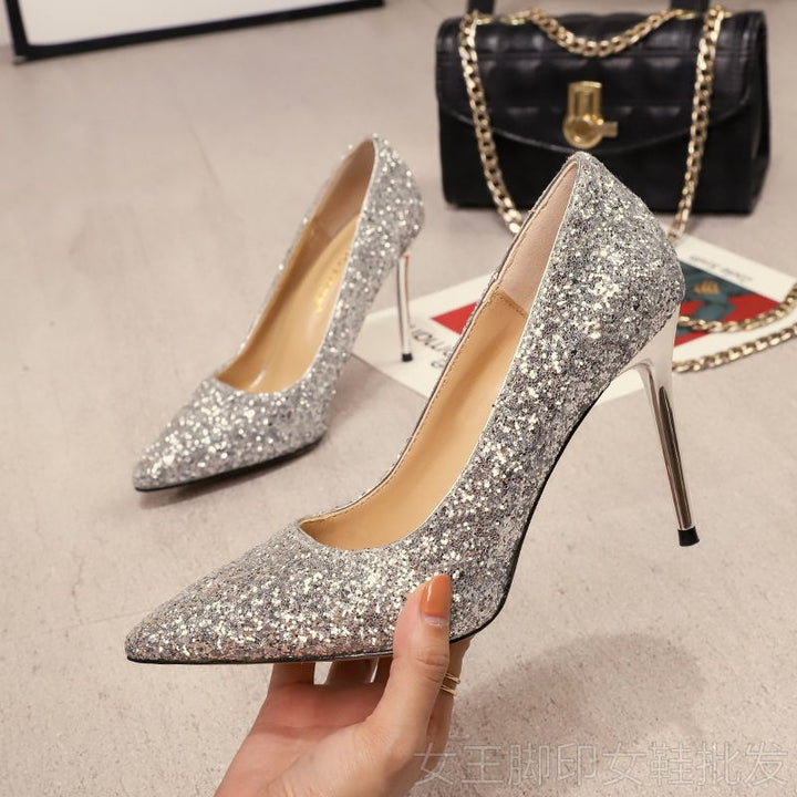 Damen glamouröse High-Heels mit funkelndem Obermaterial und Stiletto-Absatz Drune