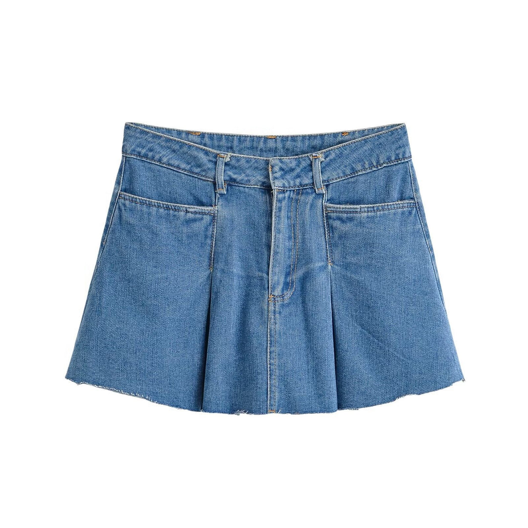 Damen Jeansrock mit lässigem A-Linien-Schnitt und dezenten Falten Drune